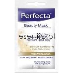 Perfecta Beauty Mask Maseczka koktajlowa S.O.S. na twarz i pod oczy do cery zszarzałej i zmęczonej ze złotem 24K 10 ml
