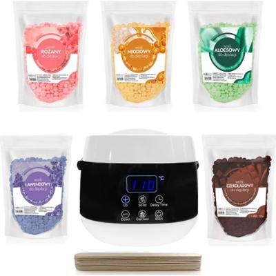Zestaw do depilacji - podgrzewacz wosku w puszce+woski 5szt. 100g