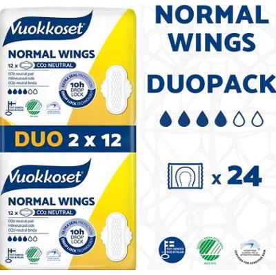 Podpaski ze skrzydełkami WHITE NORMAL WINGS DUOPACK, 2x12 sztuk