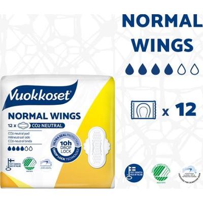 Podpaski ze skrzydełkami WHITE NORMAL WINGS, 12 sztuk