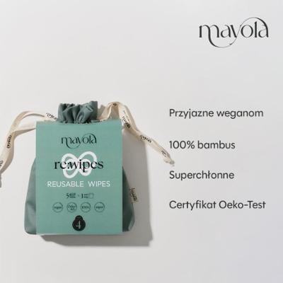 Myjki wielorazowe bambusowe w woreczku, 5 sztuk