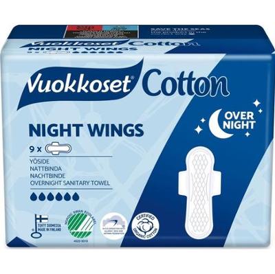 Podpaski ze skrzydełkami na noc COTTON NIGHT WINGS, 9 sztuk