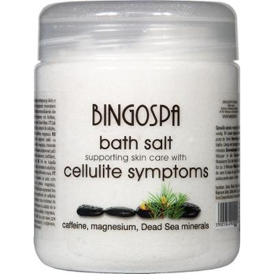Sól do kąpieli wspomagająca pielęgnację skóry z objawami celllitu z kofeiną, magnezem, z minerałami z Morza Martwego BINGOSPA