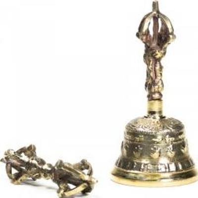Dzwon i Dorje wykonany z brązu w Nepalu 5x11 cm