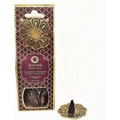 Kadzidełka 20 stożków z metalową podstawką Nuta Lawenda & Trawa Cytrynowa (Tridosha) Luxurious Veda