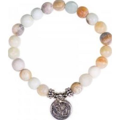 Bransoletka Mala z Amazonitu z symbolem OM na elastycznej gumce z 21 