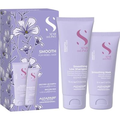 Alfaparf Milano Semi di Lino Smooth Minisize Kit zestaw podróżny do włosów nieposłusznych i puszących się