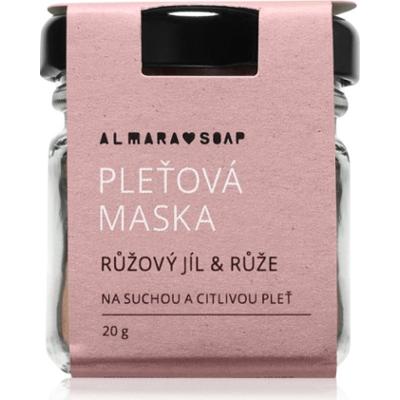 Almara Soap Face Pink Clay & Rose łagodząca maseczka do twarzy do skóry bardzo suchej i wrażliwej 20 g