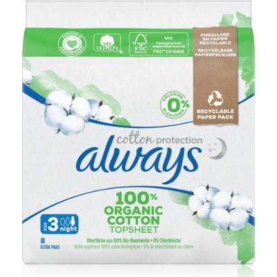 Always Cotton Protection Night podpaski nieperfumowany 8 szt.