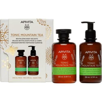 Apivita Tonic Mountain Tea Shower Gel & Body Milk Set zestaw upominkowy do rozjaśnienia i nawilżenia