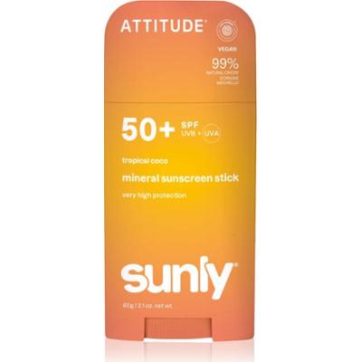 Attitude Sunly Tropical Coco mineralny krem ochronny do twarzy i ciała w sztyfcie SPF 50+ 60 g
