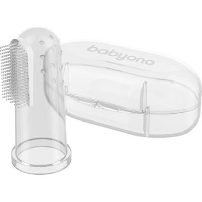 BabyOno Take Care First Toothbrush szczoteczka do zębów na palec z futerałem Transparent 1 szt.