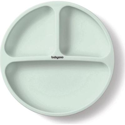 BabyOno Siilicone Plate 6m+ talerz dzielony z przyssawką Sage 1 szt.