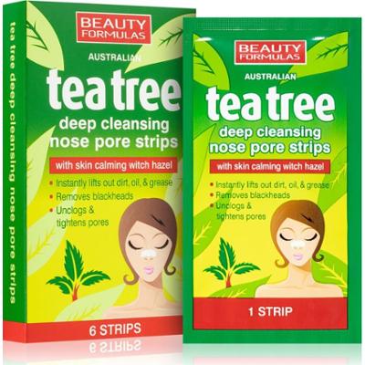 Beauty Formulas Tea Tree plaster oczyszczający na zatkane pory na nosie 6 szt.