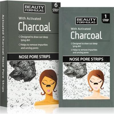 Beauty Formulas Charcoal plaster oczyszczający na zatkane pory na nosie 6 szt.