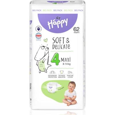 BELLA Baby Happy Soft&Delicate pieluchy jednorazowe z kanałami Maxi 8-14 kg 62 szt.