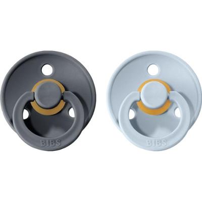 BIBS Colour Natural Rubber Size 2: 6+ months smoczek Iron / Baby Blue 2 szt.