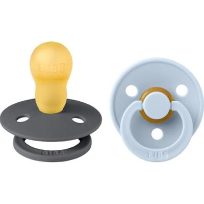 BIBS Colour Natural Rubber Size 3: 18+ months smoczek Iron / Baby Blue 2 szt.