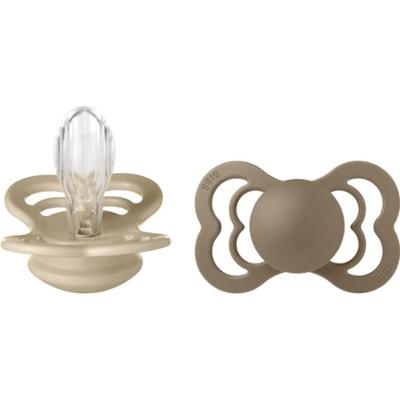 BIBS Supreme Silicone Size 2: 6+ months smoczek Vanilla / Dark Oak 2 szt.