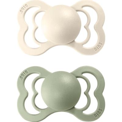 BIBS Supreme Natural Rubber Size 2: 6+ months smoczek Ivory / Sage 2 szt.