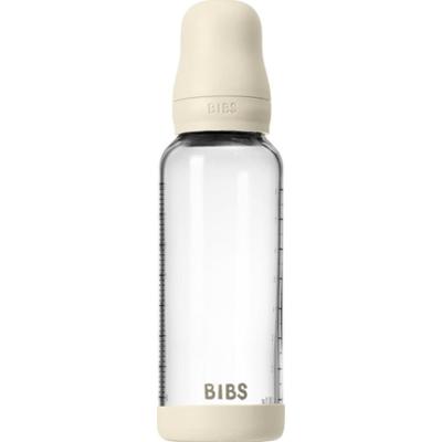 BIBS Baby Glass Bottle Silicone butelka antykolkowa z silikonowym dzióbkiem Ivory 240 ml