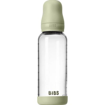 BIBS Baby Glass Bottle Silicone butelka antykolkowa z silikonowym dzióbkiem Sage 240 ml