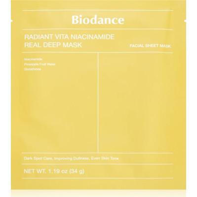 Biodance Radiant Vita Niacinamide Real Deep Mask rozjaśniająca maseczka do twarzy do ujednolicenia kolorytu skóry 1 szt.