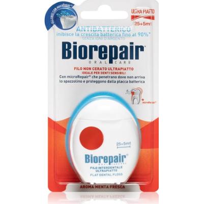 Biorepair Dental Floss Non-Waxed Ultra-Flat niewoskowana nić dentystyczna dla wrażliwych zębów Red 30 m