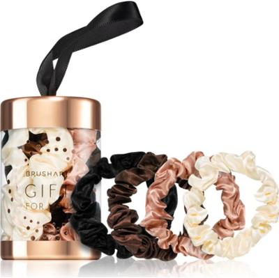 BrushArt Gift for You Slim satin scrunchie set gumki do włosów Black & Cream