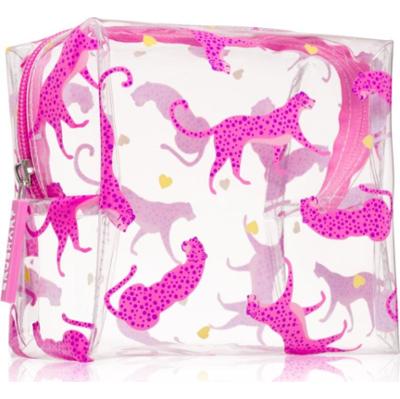 BrushArt Accessories Transparent cosmetic bag przezroczysta kosmetyczka Cheetah in love 15 x 14 x 9 cm 1 szt.