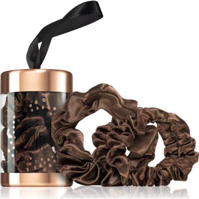 BrushArt Gift for You Slim & Midi satin scrunchie set gumki do włosów Chocolate brown 3 szt.