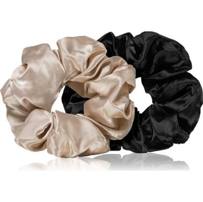 BrushArt Hair Large satin scrunchie set gumki do włosów Cream & Black