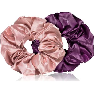 BrushArt Hair Large satin scrunchie set gumki do włosów Pink & Violet