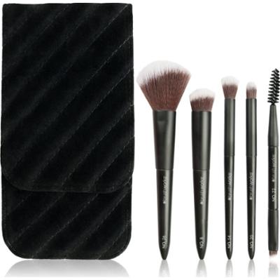 Brushworks Mini Travel Face & Eye Brush Set podróżny zestaw pędzli do makijażu z etui