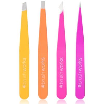 Brushworks Combination Tweezer Set zestaw pęset do brwi typ Brights 4 szt.