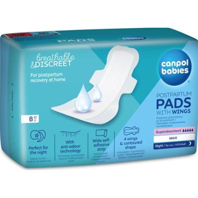 Canpol babies Postpartum Pads With Wings wkładki poporodowe na noc 8 szt.