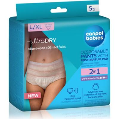 Canpol babies Pants With Postpartum Pad majtki poporodowe produkt jednorazowy 2w1 L/XL 5 szt.