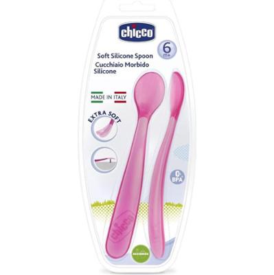 Chicco Soft Silicone łyżeczka 6m+ Pink 2 szt.