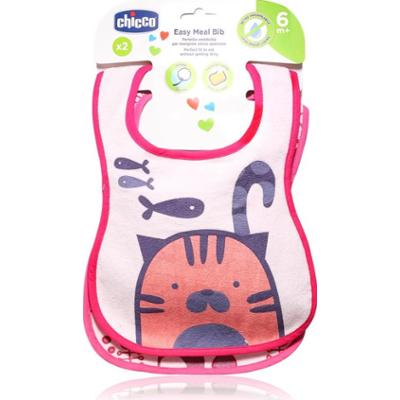 Chicco Easy Meal Bib 6m+ śliniak Pink 2 szt.