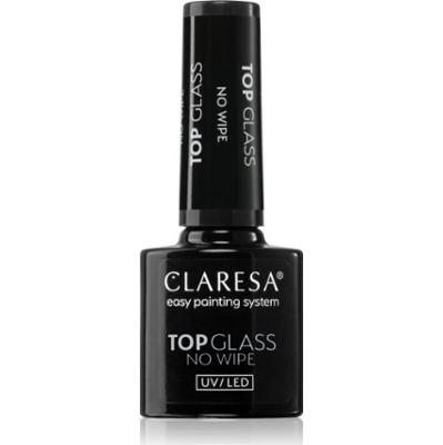 Claresa UV/LED Top Glass No Wipe żelowy lakier nawierzchniowy chroniący i nabłyszczający, zapobiegający powstaniu fałdek 5 g