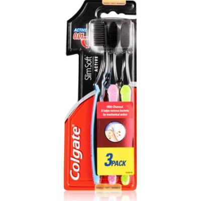Colgate Slim Soft Active szczoteczka do zębów soft z węglem aktywnym 3 szt.