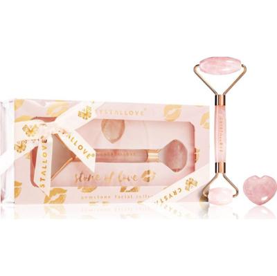 Crystallove Rose Quartz Selflove Set wałek do masażu twarzy i akcesorium do masażu