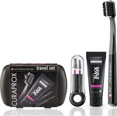 Curaprox Travel Set Black is White zestaw podróżny do zębów, języka i dziąseł