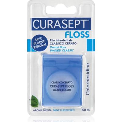 Curasept Dental Floss Waxed Classic nić dentystyczna woskowana o smaku miętowym ze środkiem antybakteryjnym 50 m