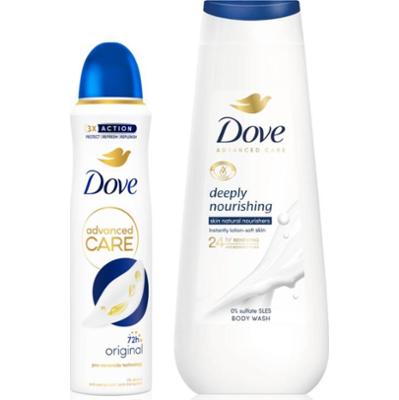Dove Advanced Care Deeply Nourishing korzystne opakowanie dezodorantu i żelu pod prysznic