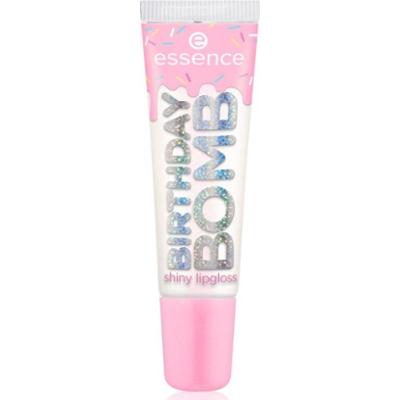 essence Birthday Bomb przezroczysty błyszczyk do ust zapewniający błyszczący połysk odcień 01 Cake My Day! 10 ml