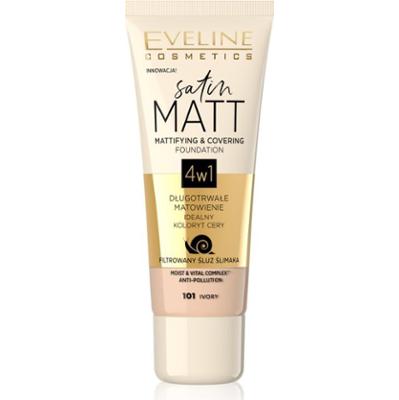Eveline Cosmetics Satin Matt podkład matujący z ekstraktem ze śluzu ślimaka odcień 101 Ivory 30 ml