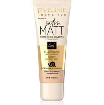 Eveline Cosmetics Satin Matt podkład matujący z ekstraktem ze śluzu ślimaka odcień 103 Natural 30 ml