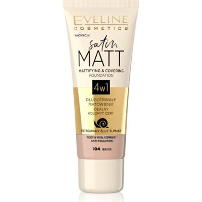 Eveline Cosmetics Satin Matt podkład matujący z ekstraktem ze śluzu ślimaka odcień 104 Beige 30 ml