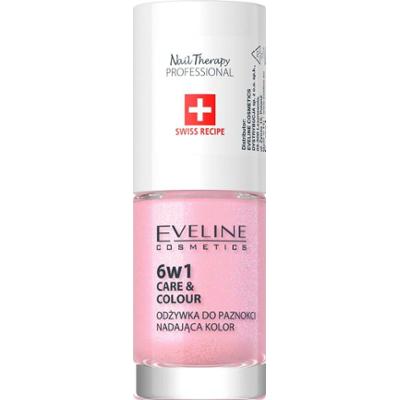 Eveline Cosmetics Nail Therapy Care & Colour odżywka do paznokci 6 in 1 odcień Shimmer Pink 5 ml